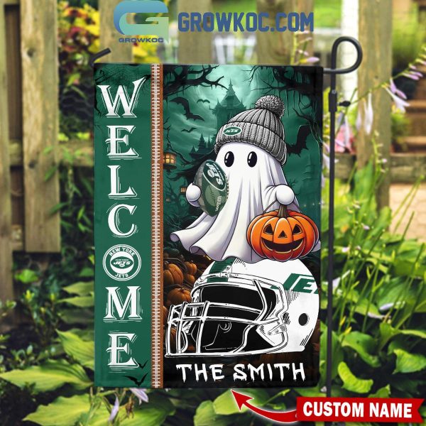 New York Jets Welcome Halloween 2024 Personalized House Garden Flag