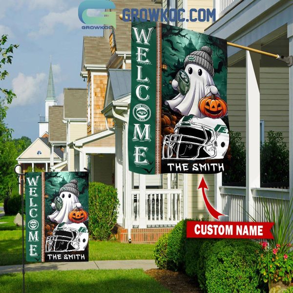 New York Jets Welcome Halloween 2024 Personalized House Garden Flag