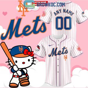 New York Mets Hello Kitty 50th Anniversary Personalized Baseball Jersey