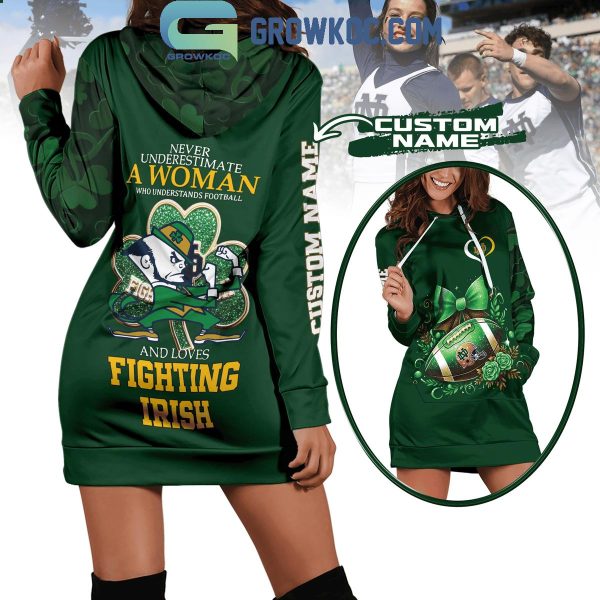 Notre Dame Fighting Irish Never Underestimate A Woman Love Football Hoodie Dress