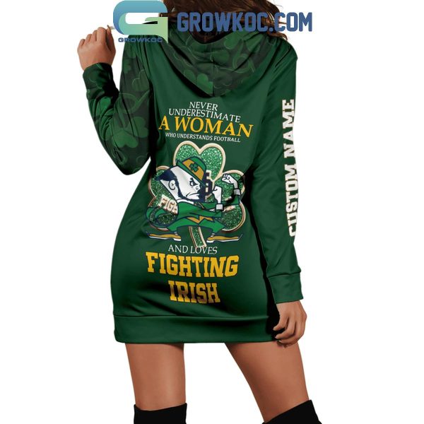 Notre Dame Fighting Irish Never Underestimate A Woman Love Football Hoodie Dress