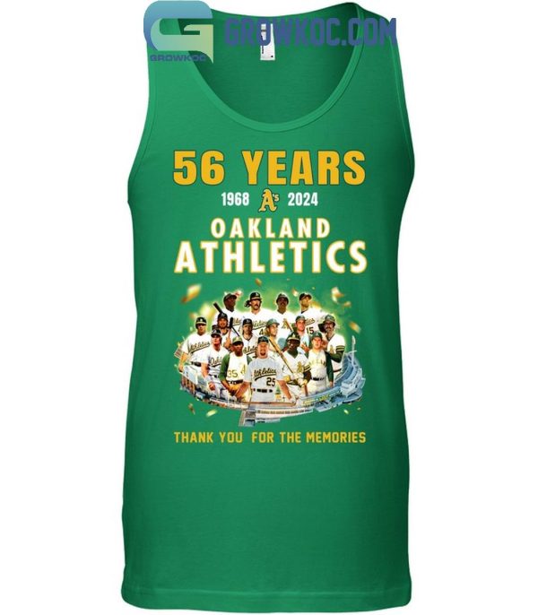 Oakland Athletics 1968-2024 Thank You For 56 Years Of Memories T-Shirt