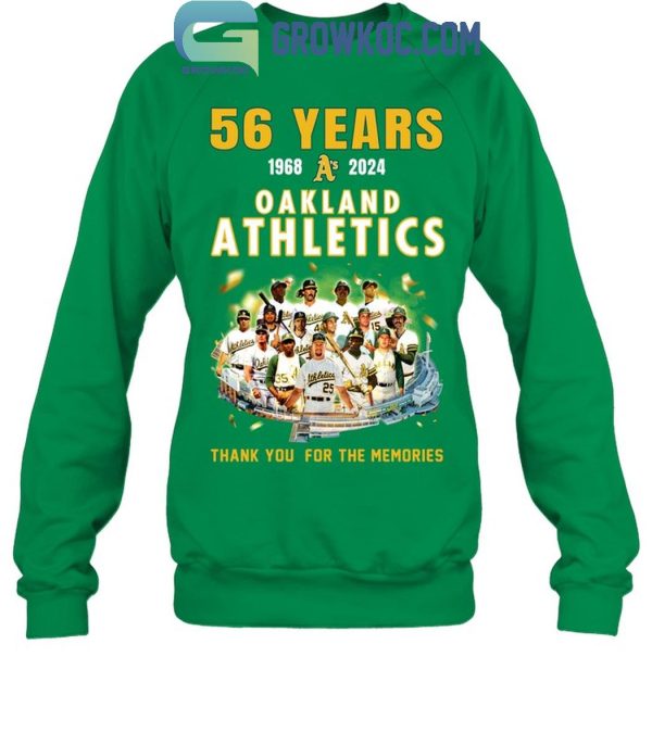 Oakland Athletics 1968-2024 Thank You For 56 Years Of Memories T-Shirt