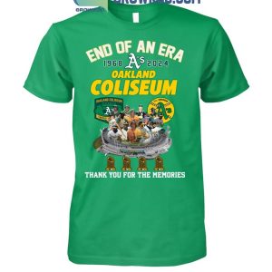 Oakland Athletics Oakland Coliseum End Of An Era 1968-2024 Thank You T-Shirt