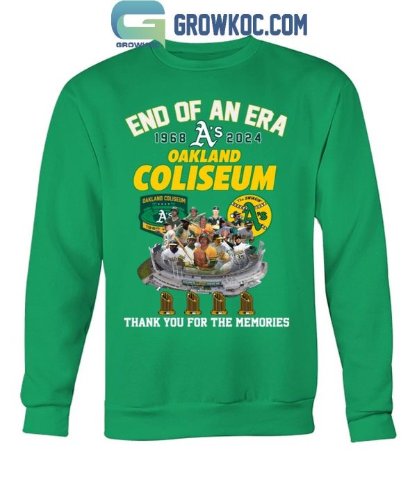 Oakland Athletics Oakland Coliseum End Of An Era 1968-2024 Thank You T-Shirt