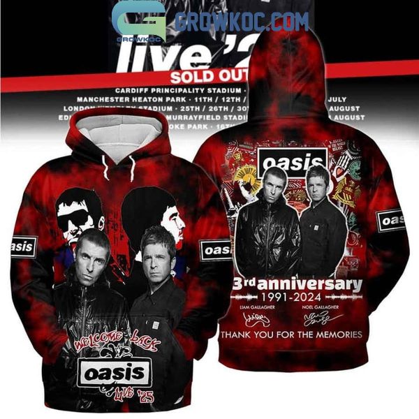 Oasis 33rd Anniversary 1991-2024 Thank You Hoodie T-Shirt