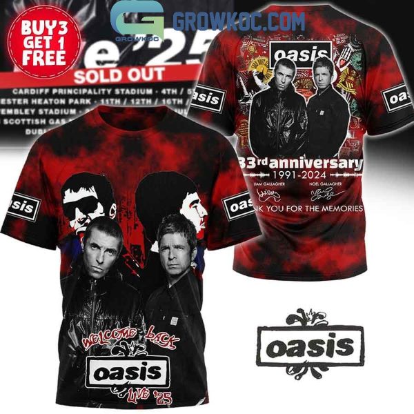 Oasis 33rd Anniversary 1991-2024 Thank You Hoodie T-Shirt