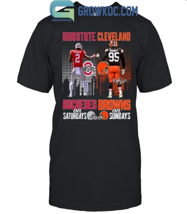 Ohio State Buckeyes On Saturdays Cleveland Browns On Sundays 2024 T-Shirt