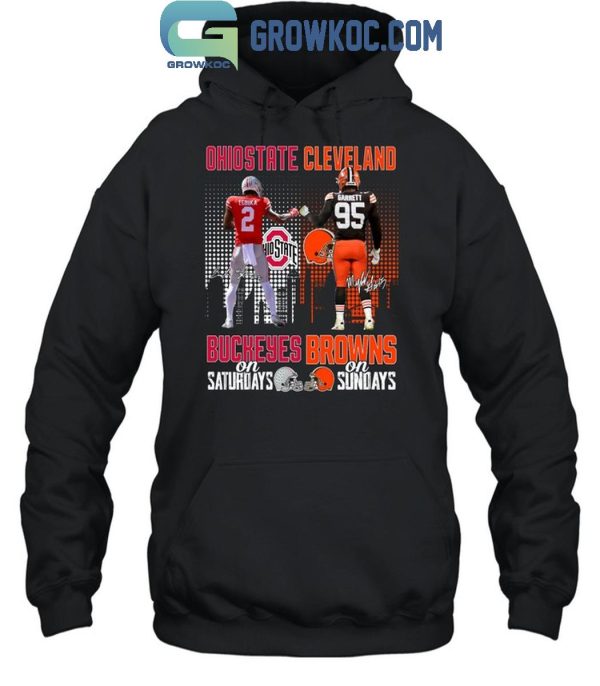 Ohio State Buckeyes On Saturdays Cleveland Browns On Sundays 2024 T-Shirt