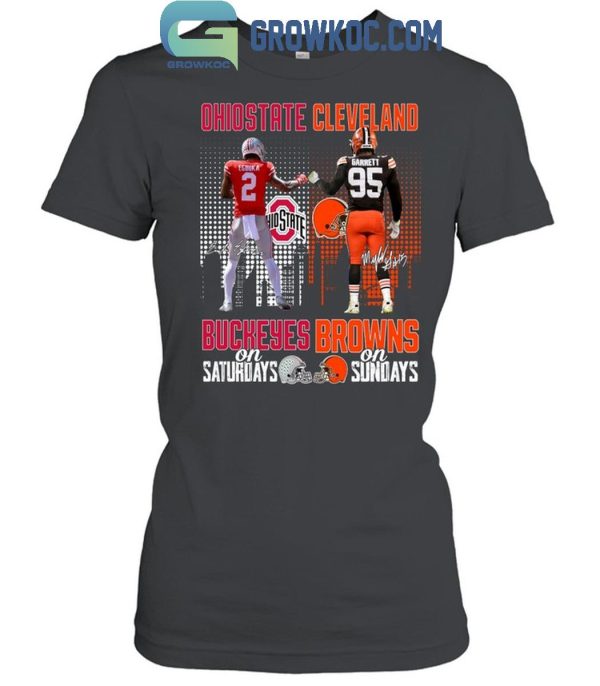 Ohio State Buckeyes On Saturdays Cleveland Browns On Sundays 2024 T-Shirt