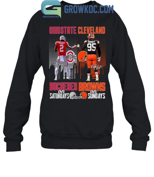 Ohio State Buckeyes On Saturdays Cleveland Browns On Sundays 2024 T-Shirt