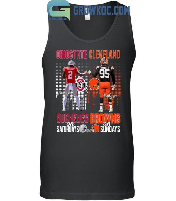 Ohio State Buckeyes On Saturdays Cleveland Browns On Sundays 2024 T-Shirt