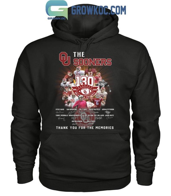 Oklahoma Sooners 130 Years Of The Memories 1895-2025 The Sooners T-Shirt