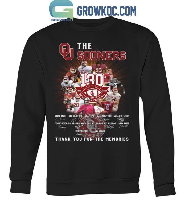 Oklahoma Sooners 130 Years Of The Memories 1895-2025 The Sooners T-Shirt