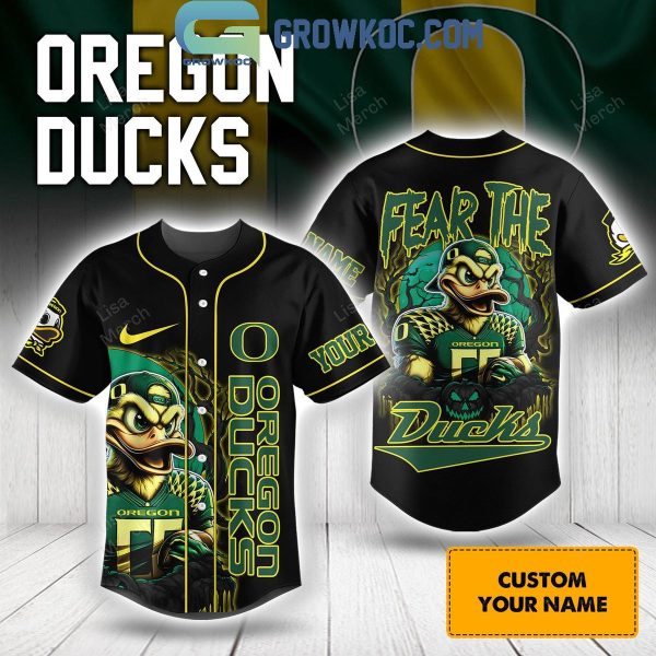 Oregon Ducks Fear The Ducks 2024 Halloween Personalized Baseball Jersey