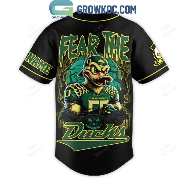 Oregon Ducks Fear The Ducks 2024 Halloween Personalized Baseball Jersey