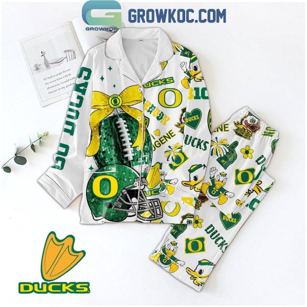 Oregon Ducks Go Ducks Eugene The Duck Polyester Pajamas Set