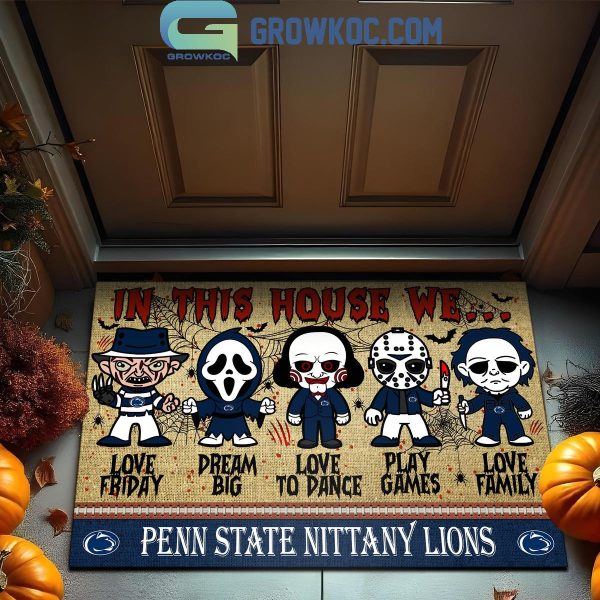 Penn State Nittany Lions In This House We Love Halloween Horror Movies Doormat