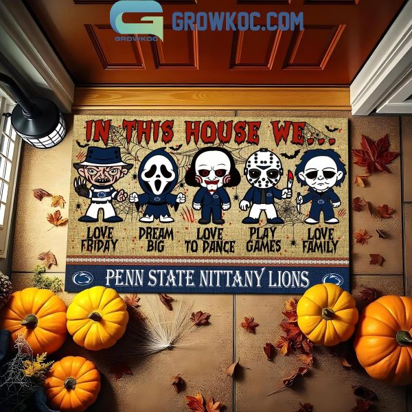 Penn State Nittany Lions In This House We Love Halloween Horror Movies Doormat