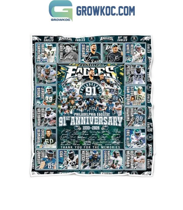 Philadelphia Eagles 91st Anniversary 1933-2024 Thank You Fleece Blanket Quilt