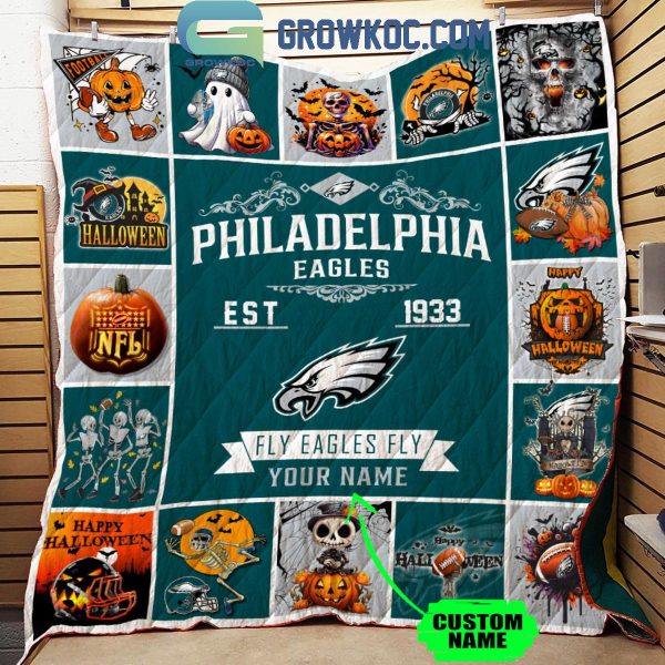 Philadelphia Eagles Fly Eagles Fly Est. 1933 Halloween Personalized Fleece Blanket Quilt