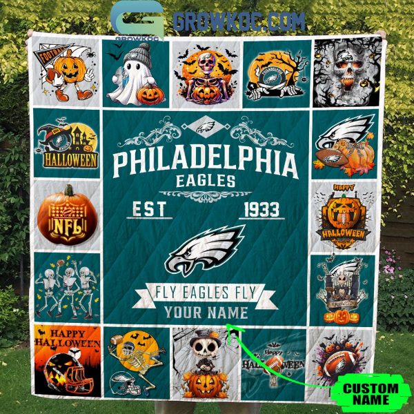 Philadelphia Eagles Fly Eagles Fly Est. 1933 Halloween Personalized Fleece Blanket Quilt