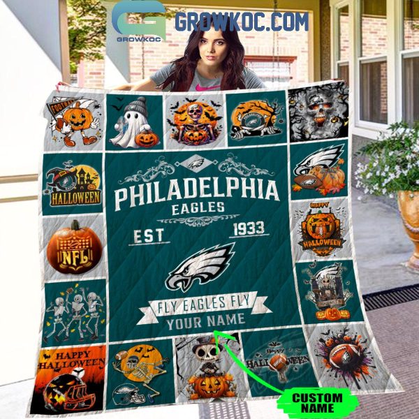 Philadelphia Eagles Fly Eagles Fly Est. 1933 Halloween Personalized Fleece Blanket Quilt