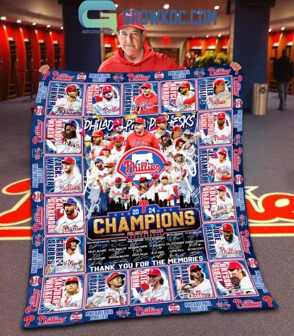 Philadelphia Phillies 2024 Champions Baseball Team Fleece Blanket Quilt