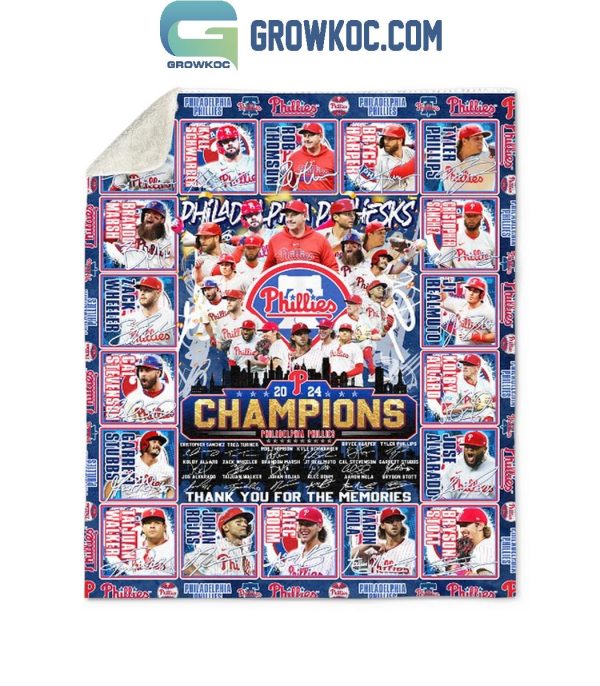 Philadelphia Phillies 2024 Champions Baseball Team Fleece Blanket Quilt