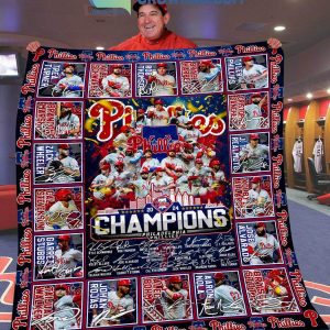 Philadelphia Phillies Champions 2024 All Star Line Up Fleece Blanket Quilt