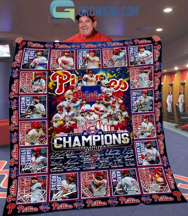 Philadelphia Phillies Champions 2024 All Star Line Up Fleece Blanket Quilt