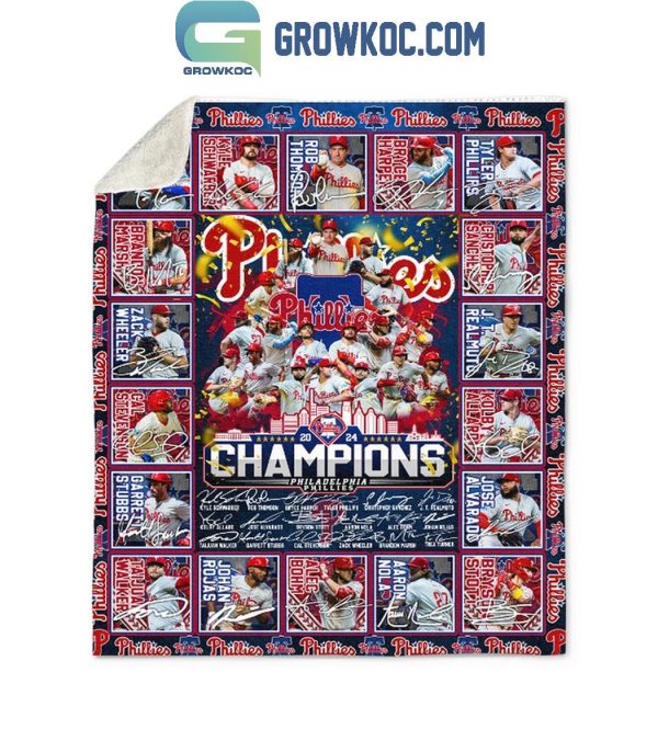 Philadelphia Phillies Champions 2024 All Star Line Up Fleece Blanket Quilt