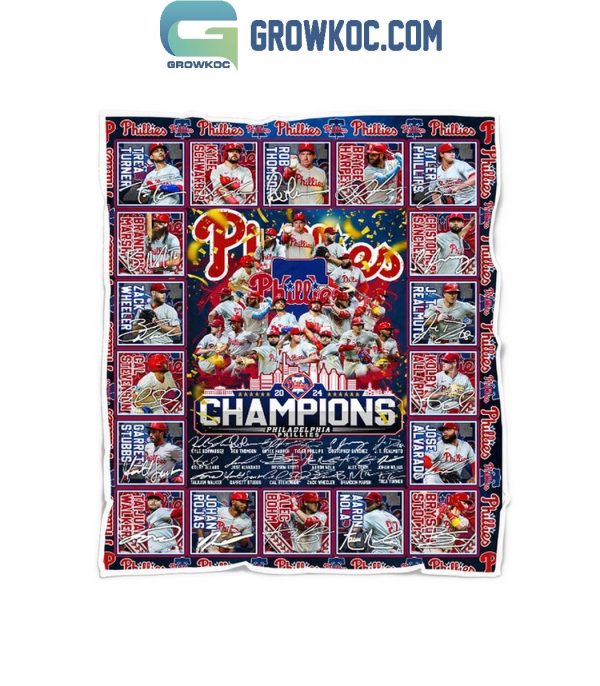 Philadelphia Phillies Champions 2024 All Star Line Up Fleece Blanket Quilt