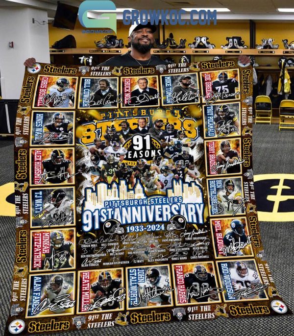 Pittsburgh Steelers 91st Anniversary Thank You 1933-2024 Fleece Blanket Quilt