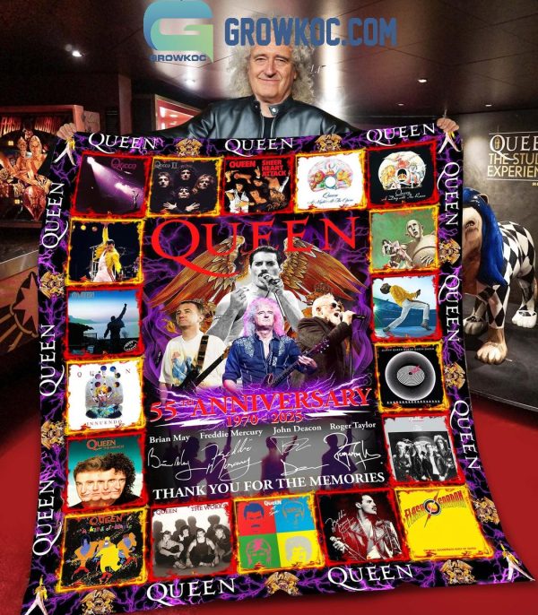 Queen 55th Anniversary 1970-2025 Thank You Fleece Blanket Quilt