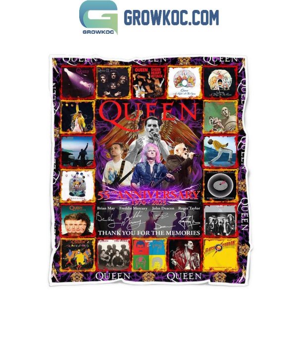 Queen 55th Anniversary 1970-2025 Thank You Fleece Blanket Quilt