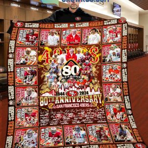 San Francisco 49ers 1944-2024 The Niners 80th Anniversary Fleece Blanket Quilt