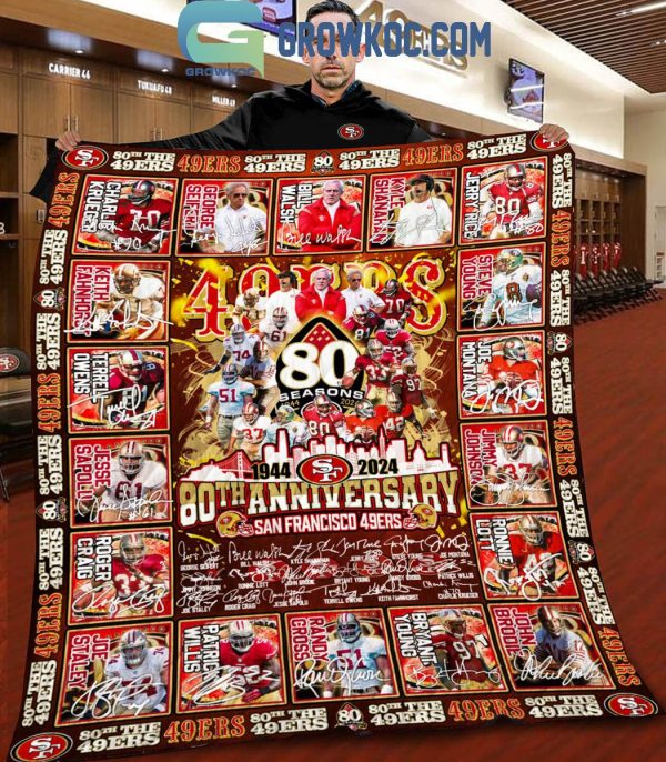 San Francisco 49ers 1944-2024 The Niners 80th Anniversary Fleece Blanket Quilt