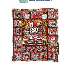 San Francisco 49ers 1944-2024 The Niners 80th Anniversary Fleece Blanket Quilt