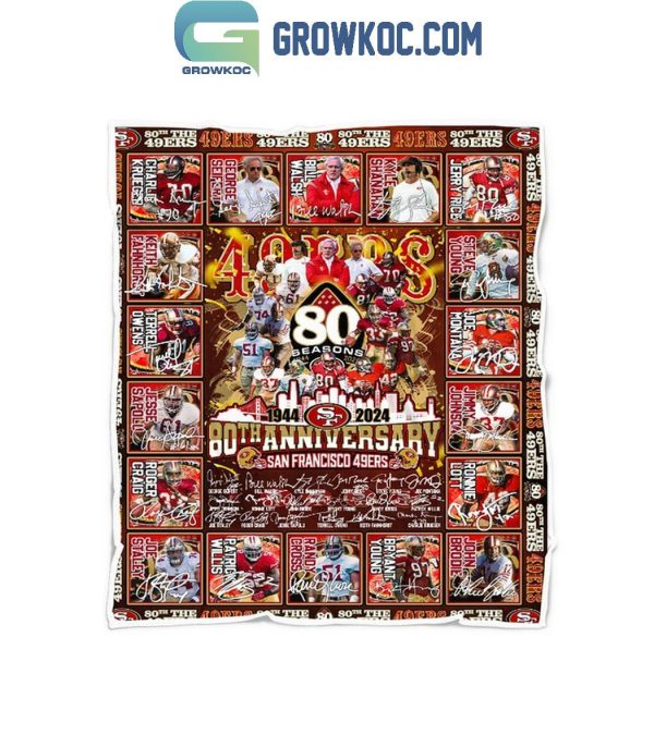 San Francisco 49ers 1944-2024 The Niners 80th Anniversary Fleece Blanket Quilt