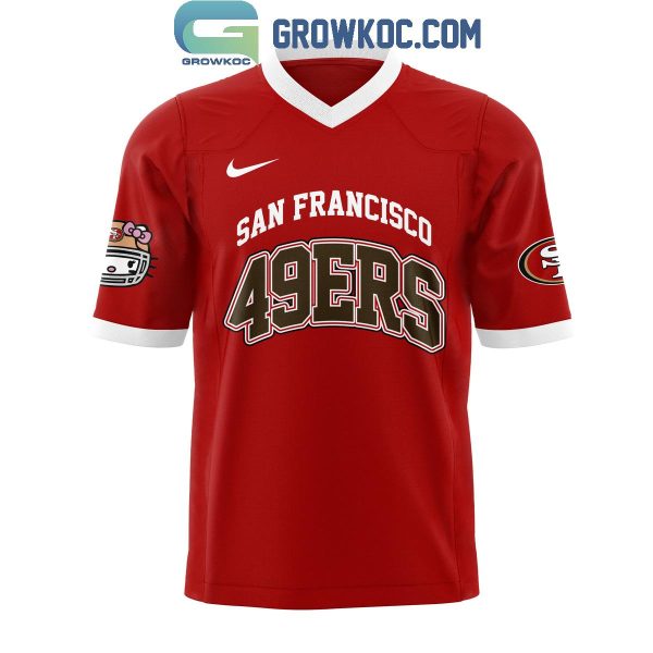 San Francisco 49ers 50th Anniversary Hello Kitty  In Red Celebrating Football Jersey