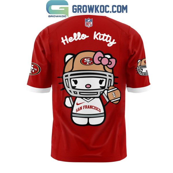 San Francisco 49ers 50th Anniversary Hello Kitty  In Red Celebrating Football Jersey