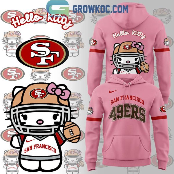 San Francisco 49ers 50th Anniversary Of Hello Kitty 2024 Pink Love Hoodie T-Shirt