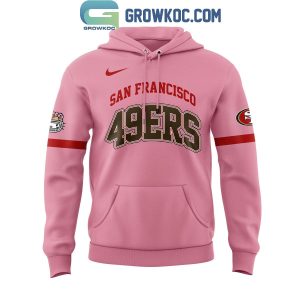 San Francisco 49ers 50th Anniversary Of Hello Kitty 2024 Pink Love Hoodie T-Shirt