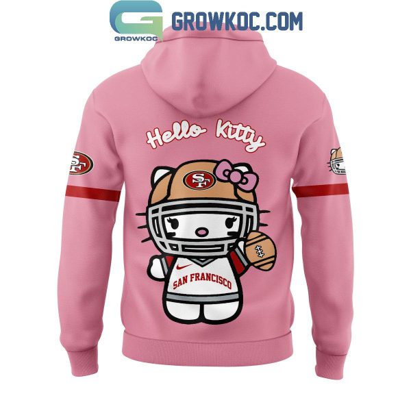 San Francisco 49ers 50th Anniversary Of Hello Kitty 2024 Pink Love Hoodie T-Shirt