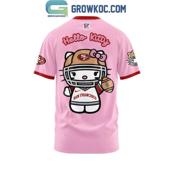 San Francisco 49ers 50th Anniversary Of Hello Kitty 2024 Pink Love Hoodie T-Shirt