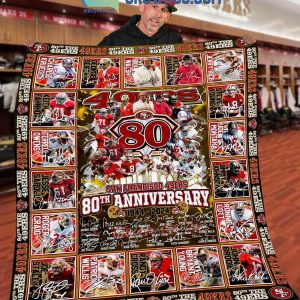 San Francisco 49ers 80th Anniversary 1944-2024 Fleece Blanket Quilt