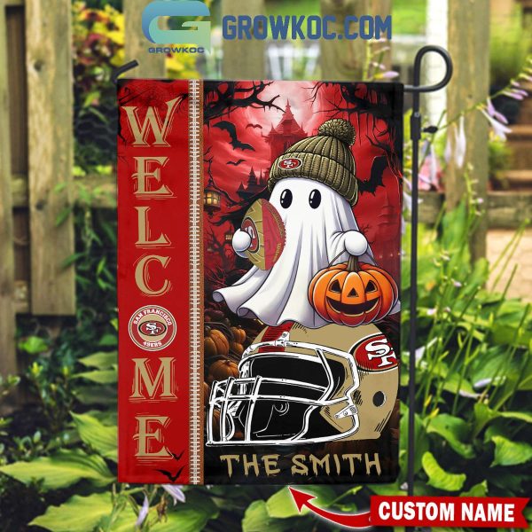 San Francisco 49ers Welcome Halloween 2024 Personalized House Garden Flag