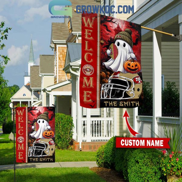 San Francisco 49ers Welcome Halloween 2024 Personalized House Garden Flag