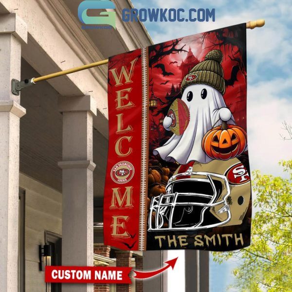 San Francisco 49ers Welcome Halloween 2024 Personalized House Garden Flag